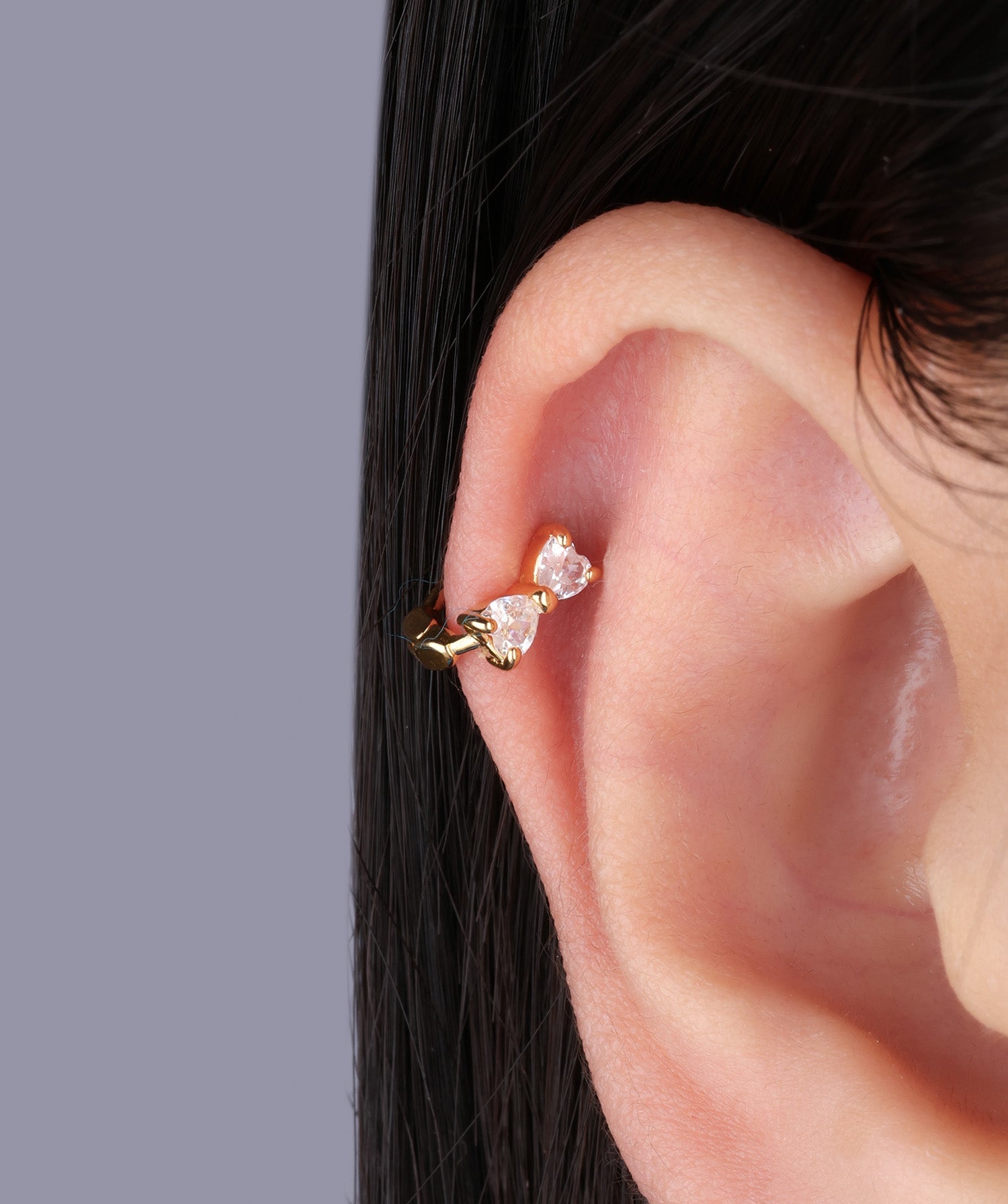 Heart Bow Huggie - OumoJewelry