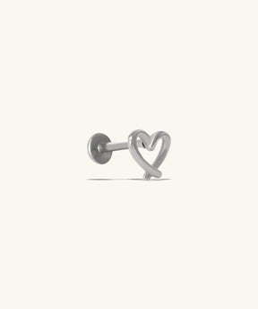 Hollow Cross Heart Flatback Stud - OumoJewelry