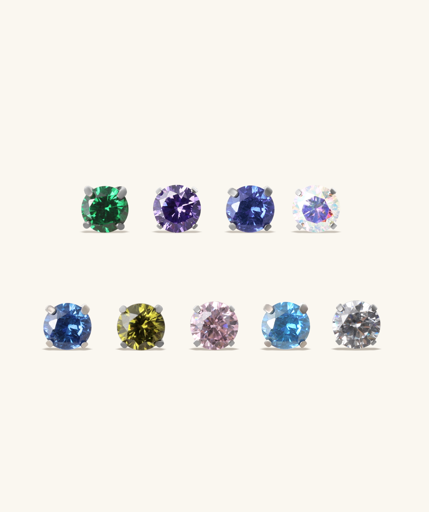 Titanium Gemstones Flatback Stud - OumoJewelry