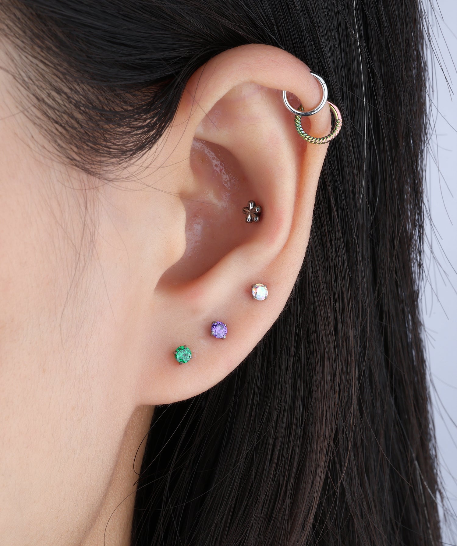 Titanium Gemstones Flatback Stud - OumoJewelry