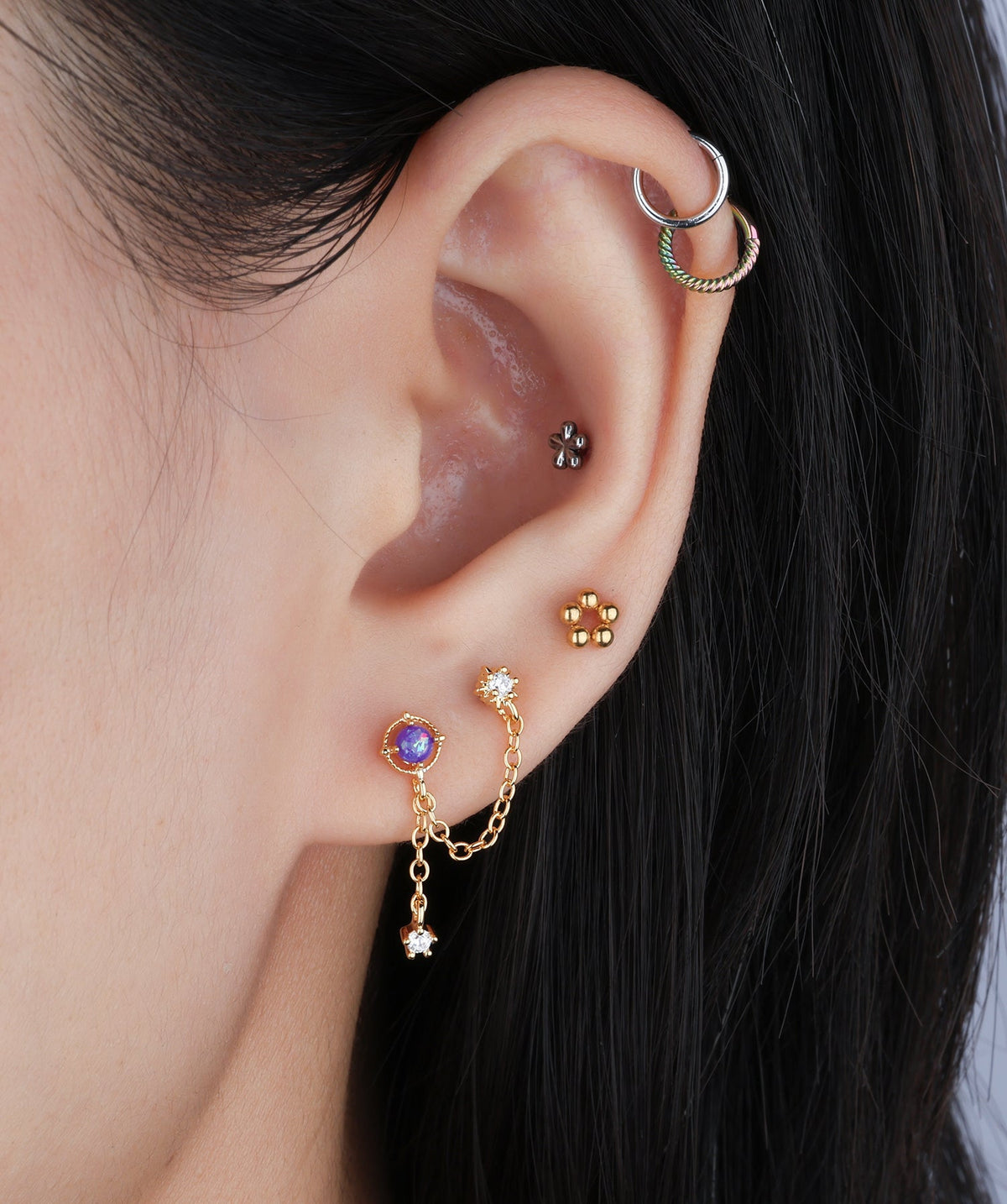 Mystery Opal Chain Earring - OumoJewelry