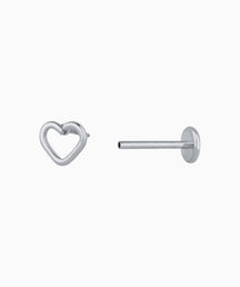 Simple Hollow Heart Flatback Stud - OumoJewelry