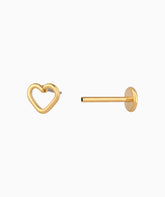 Simple Hollow Heart Flatback Stud - OumoJewelry