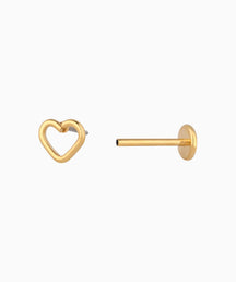 Simple Hollow Heart Flatback Stud - OumoJewelry