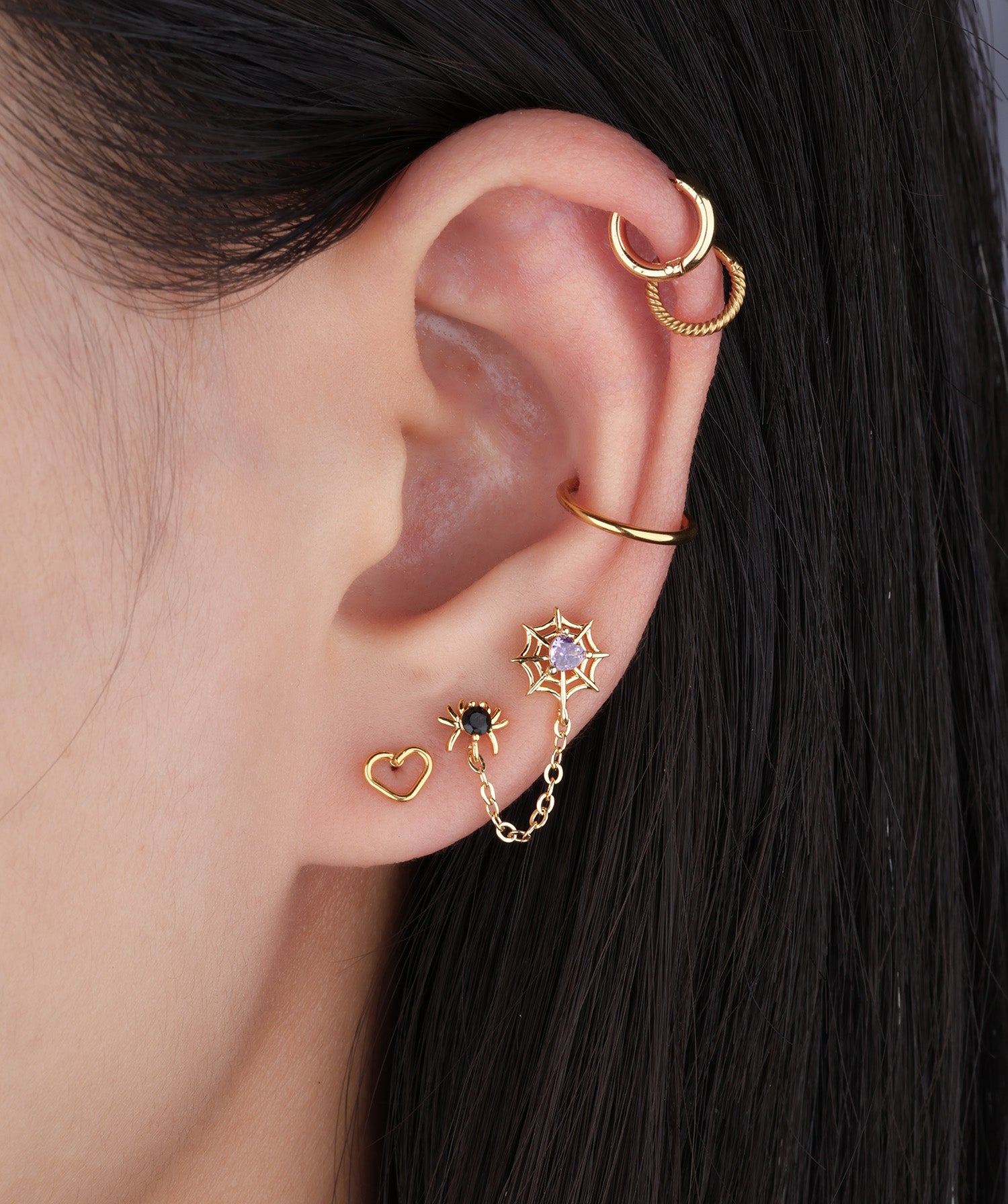 Simple Hollow Heart Flatback Stud - OumoJewelry